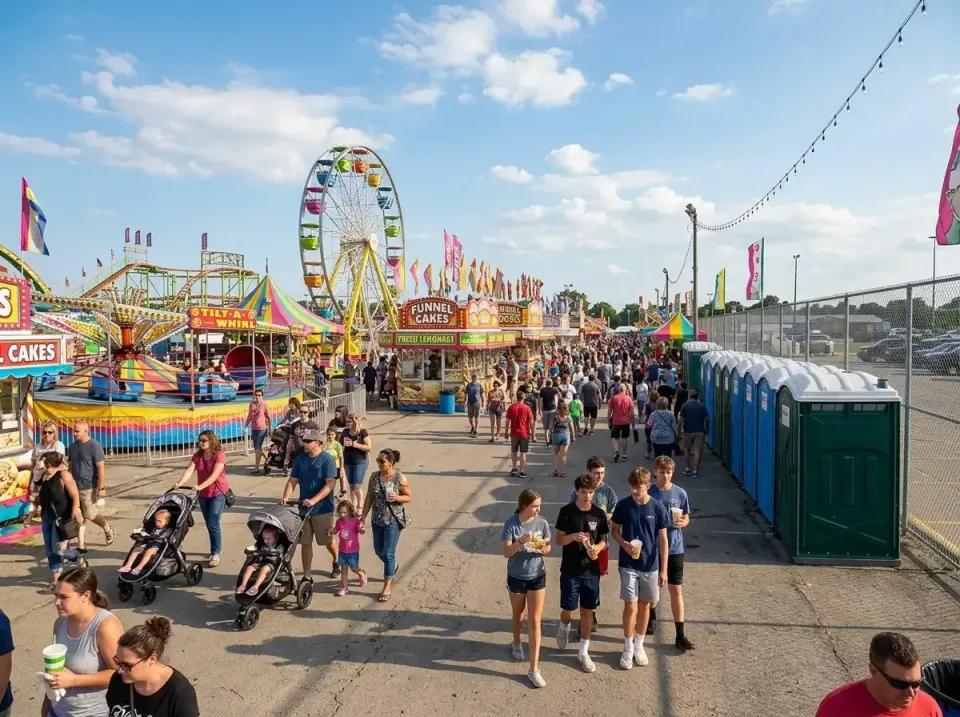 state-fair-midway-crowd-area-a-010 — professional installation, Budget Porta Potty / Portable Toilet / Porta John / Port-a-L…