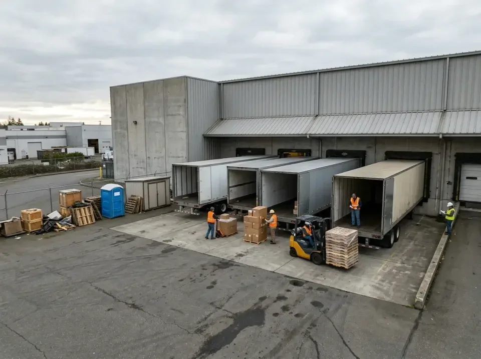 warehouse-loading-dock-exterio-010 — quality workmanship, Budget Porta Potty / Portable Toilet / Porta John / Port-a-Loo in…