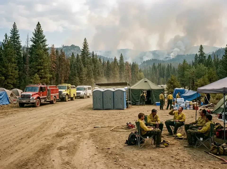 wildfire-firefighter-base-camp-001 — before and after result, Budget Porta Potty / Portable Toilet / Porta John / Port-a-Loo…